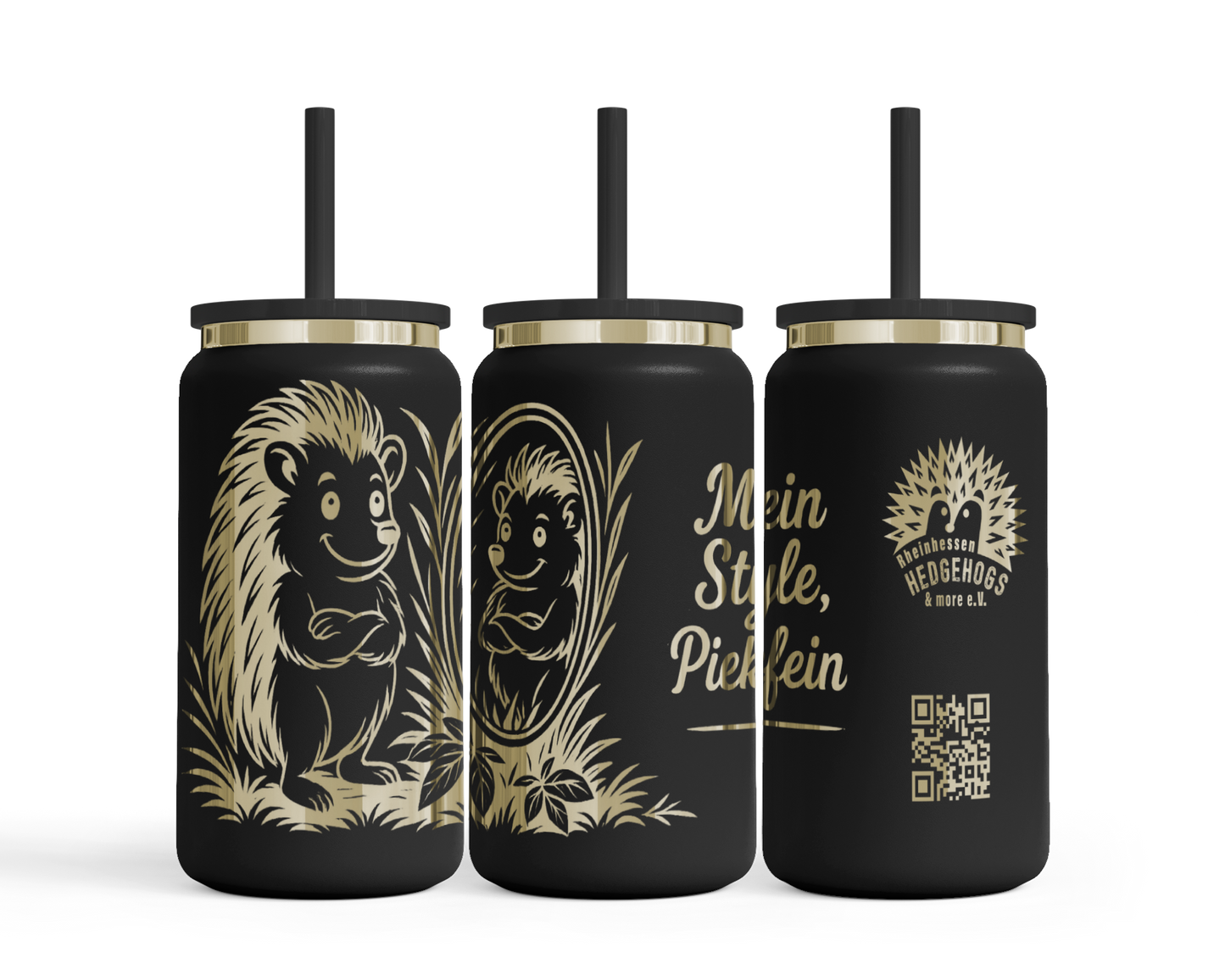 Tumbler mit Strohhalm (473 ml) "Igel für Rheinhessen Hedgehogs"