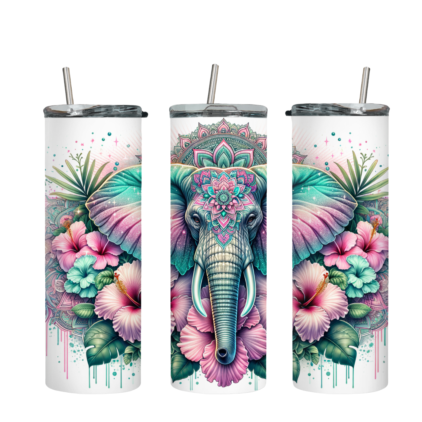 Tumbler mit Steckdeckel "Mandala-Elefant" - Emmilous