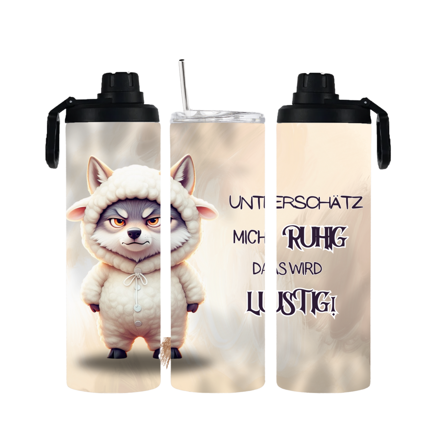 Tumbler mit Schraubverschluss "Wolf im Schafspelz" - Emmilous
