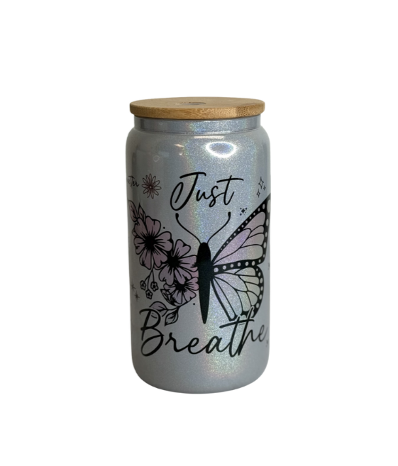 Schimmer-Glas grau "Schmetterling" - Emmilous