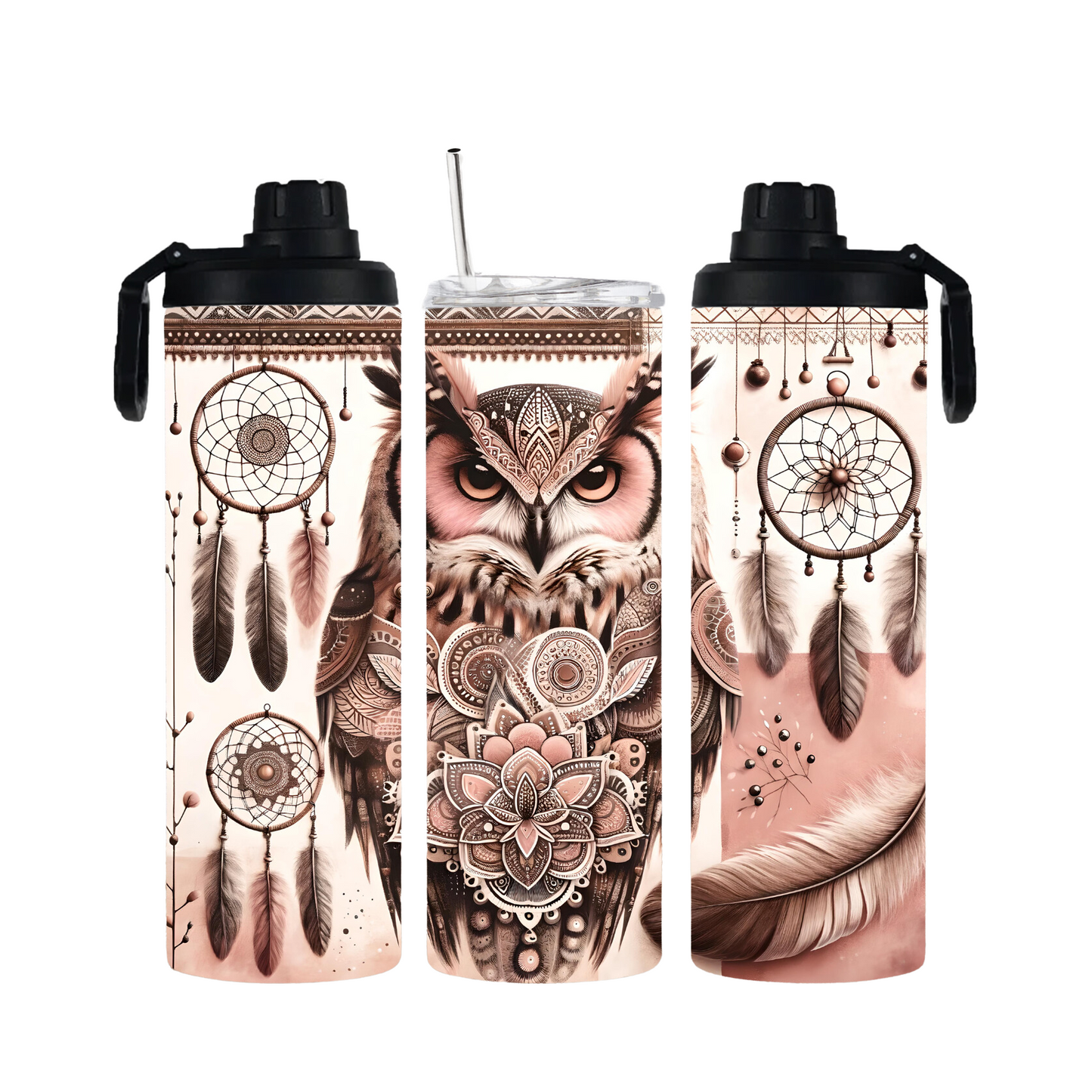 Tumbler mit Schraubverschluss "Boho-Eule" - Emmilous