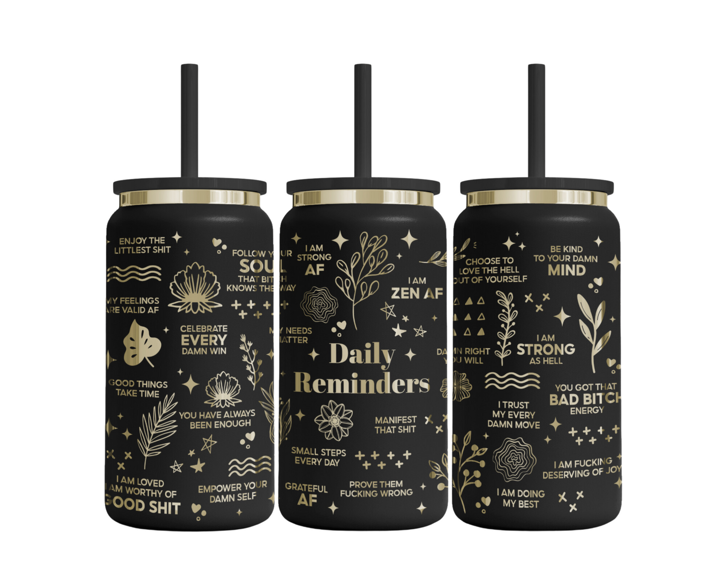 Tumbler mit Strohhalm "Daily Reminders"