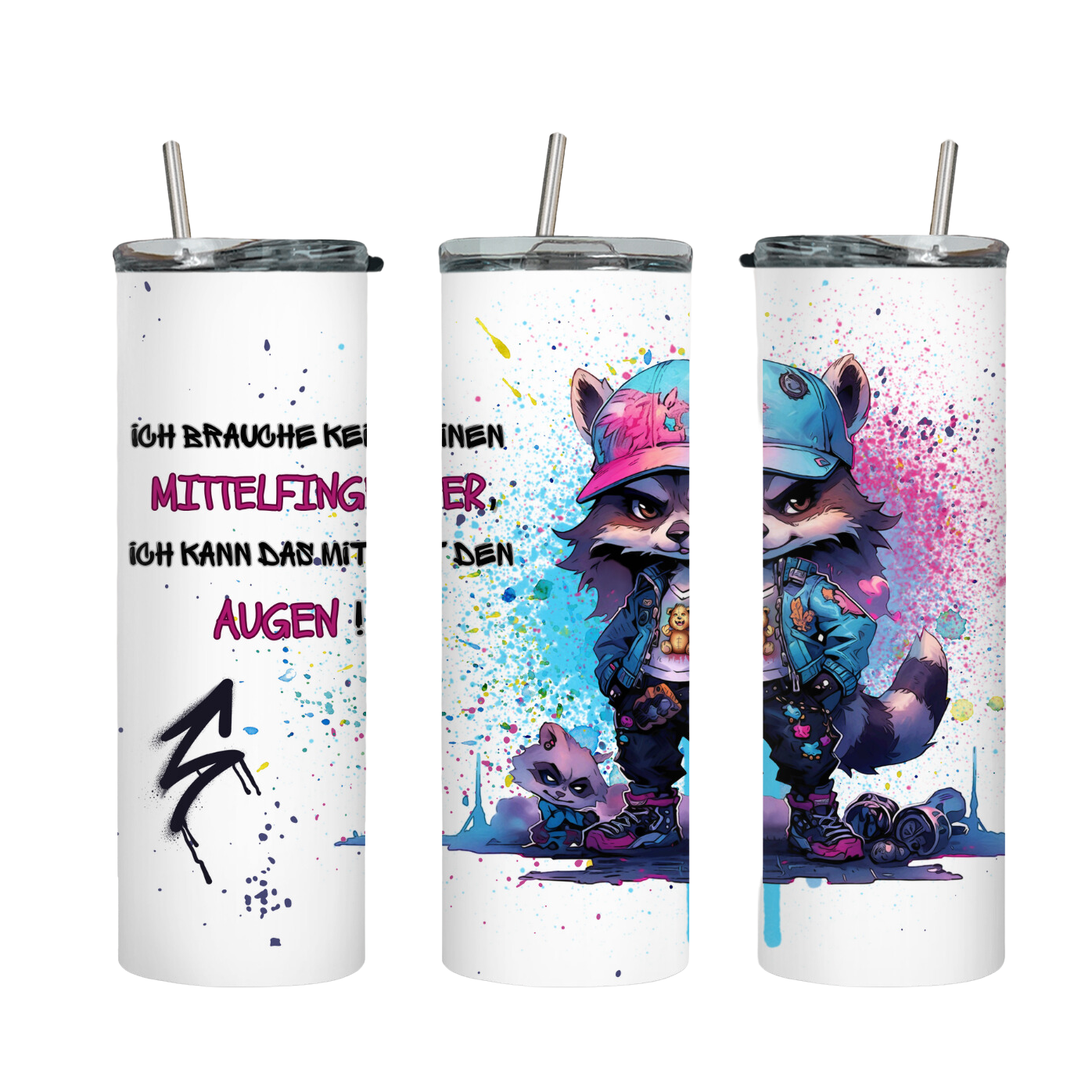 Tumbler mit Steckdeckel "FU Waschbär" - Emmilous