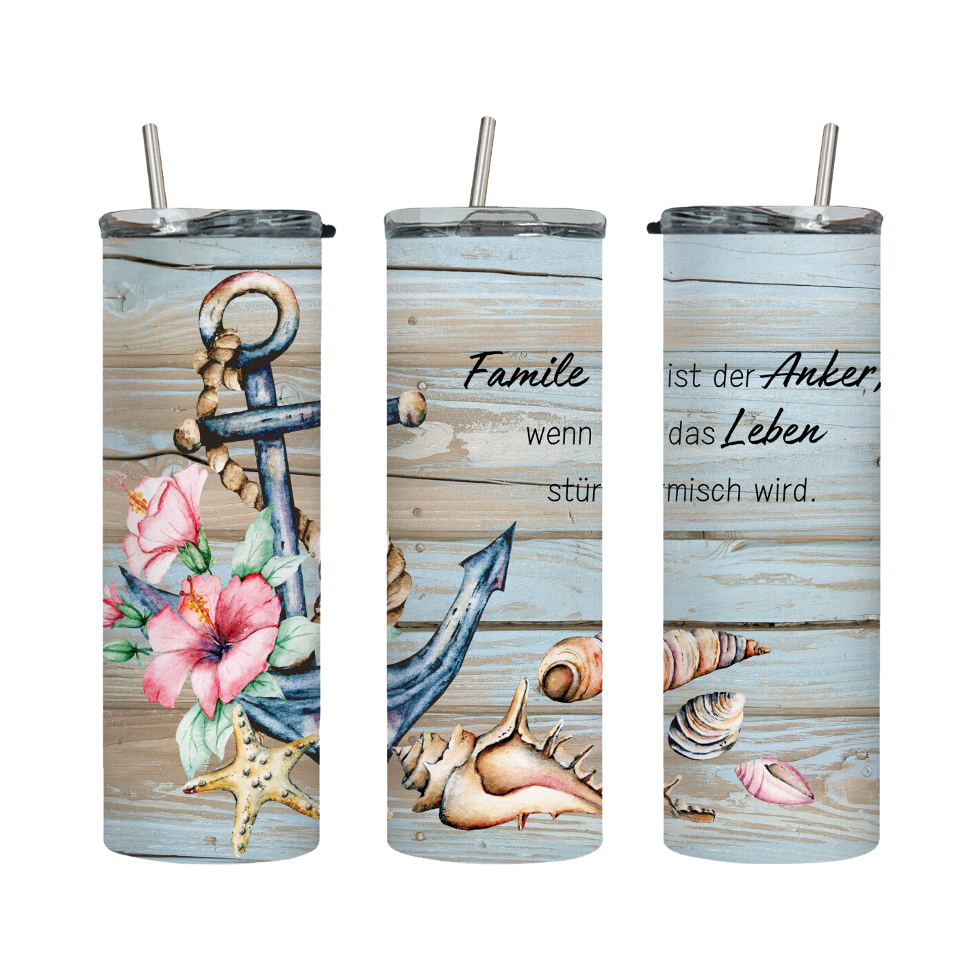 Tumbler mit Steckdeckel "Anker Familie" - Emmilous
