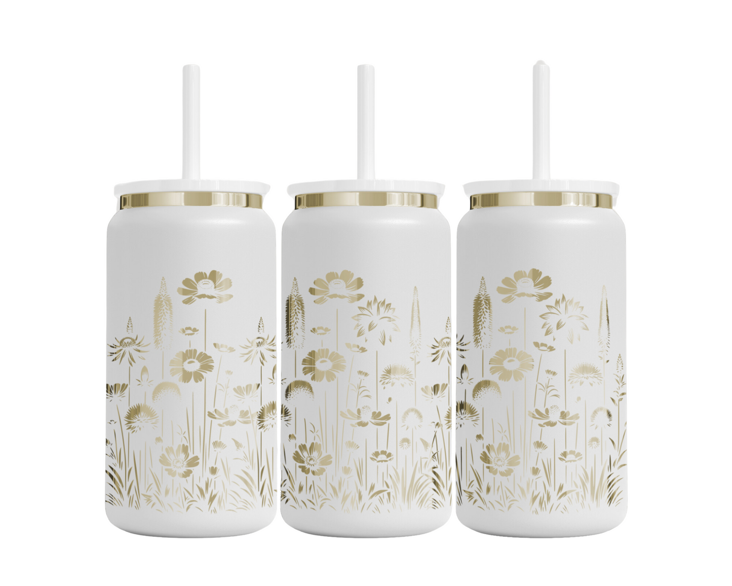 Tumbler mit Strohhalm "Wildblumen"