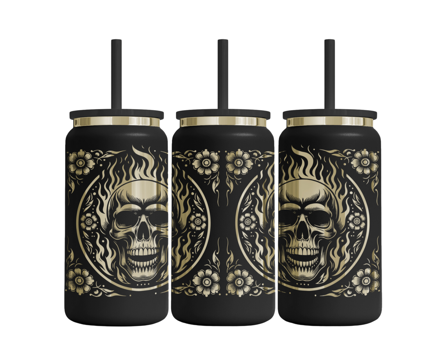Tumbler mit Strohhalm "Skull"