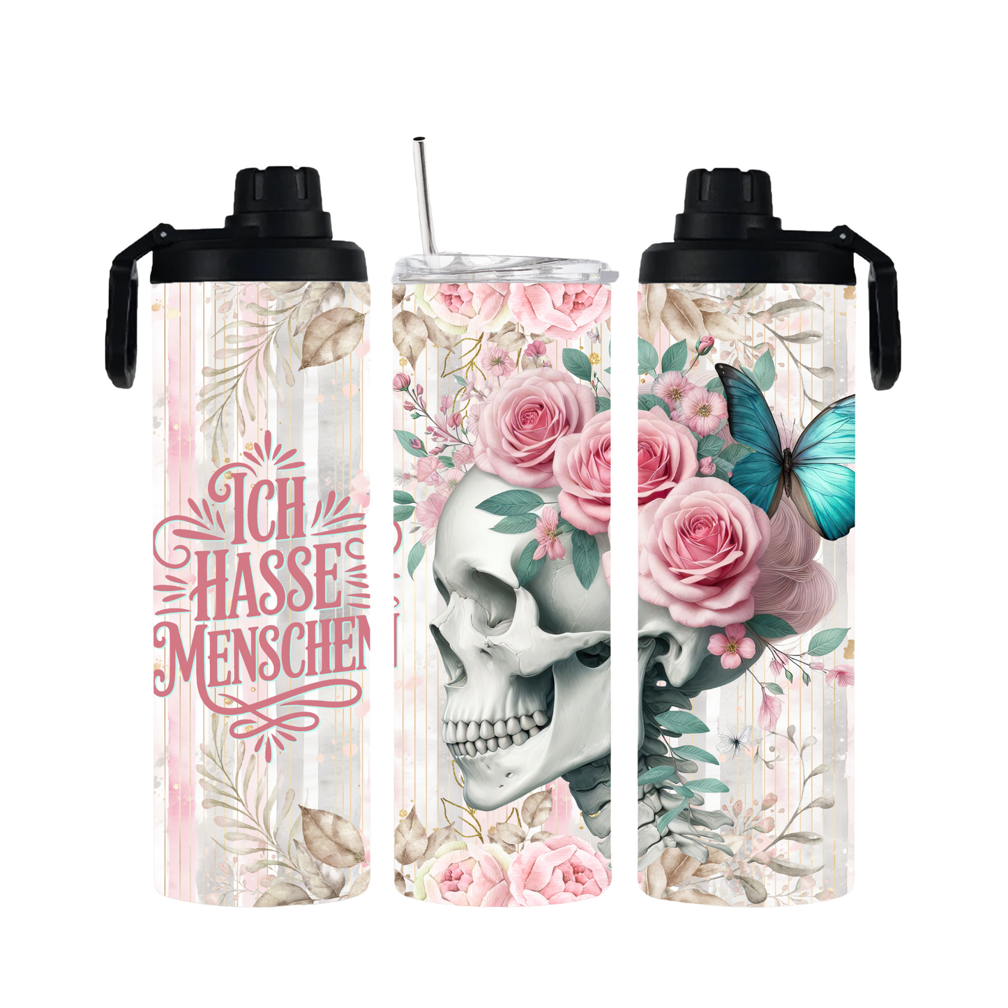 Tumbler mit Schraubverschluss "Skull-Ich hasse Menschen"