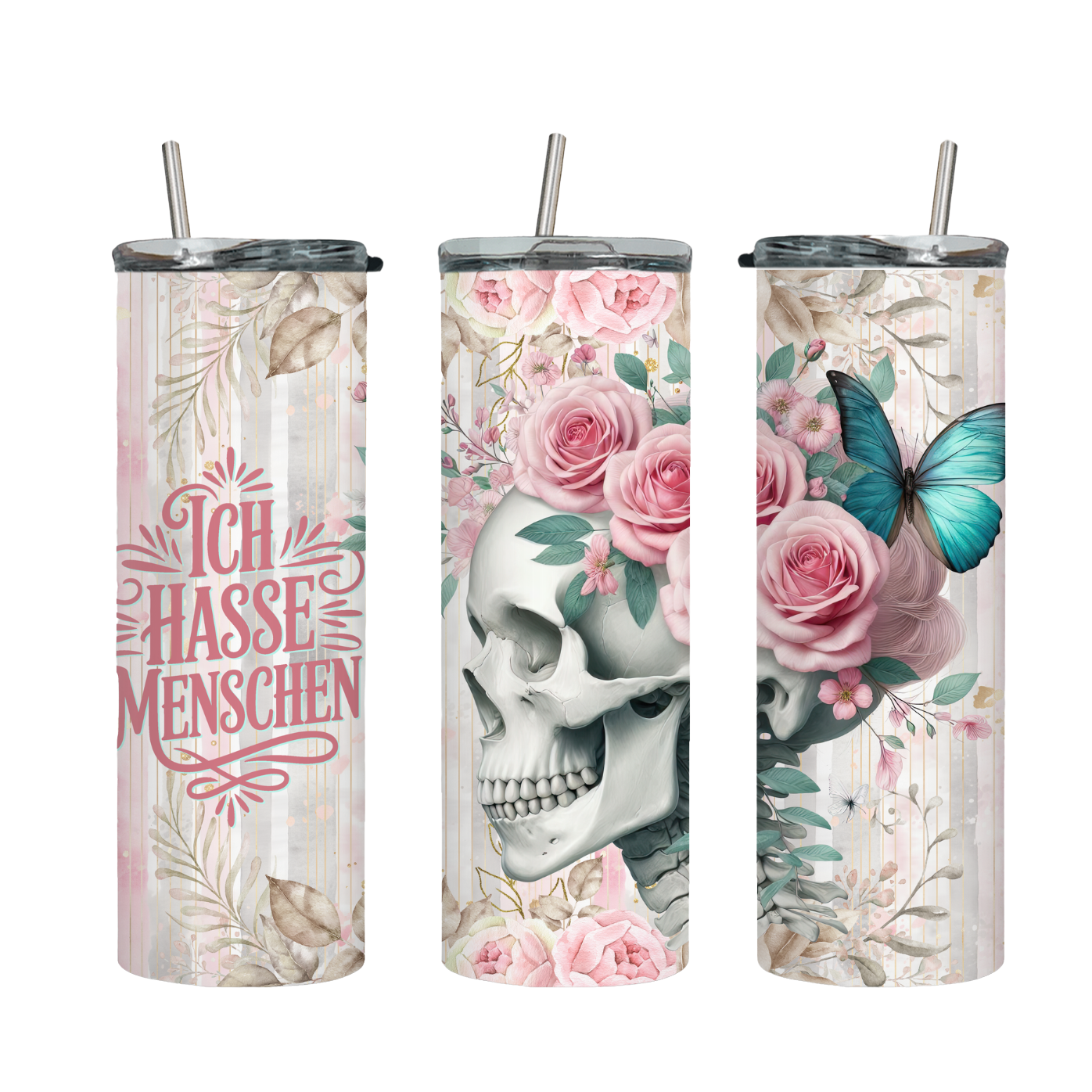 Tumbler mit Steckdeckel "Skull - Ich hasse Menschen"