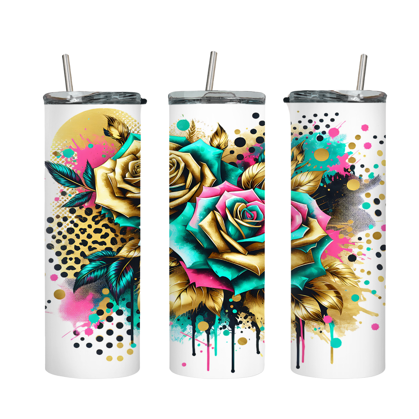 Tumbler mit Steckdeckel "Roses"