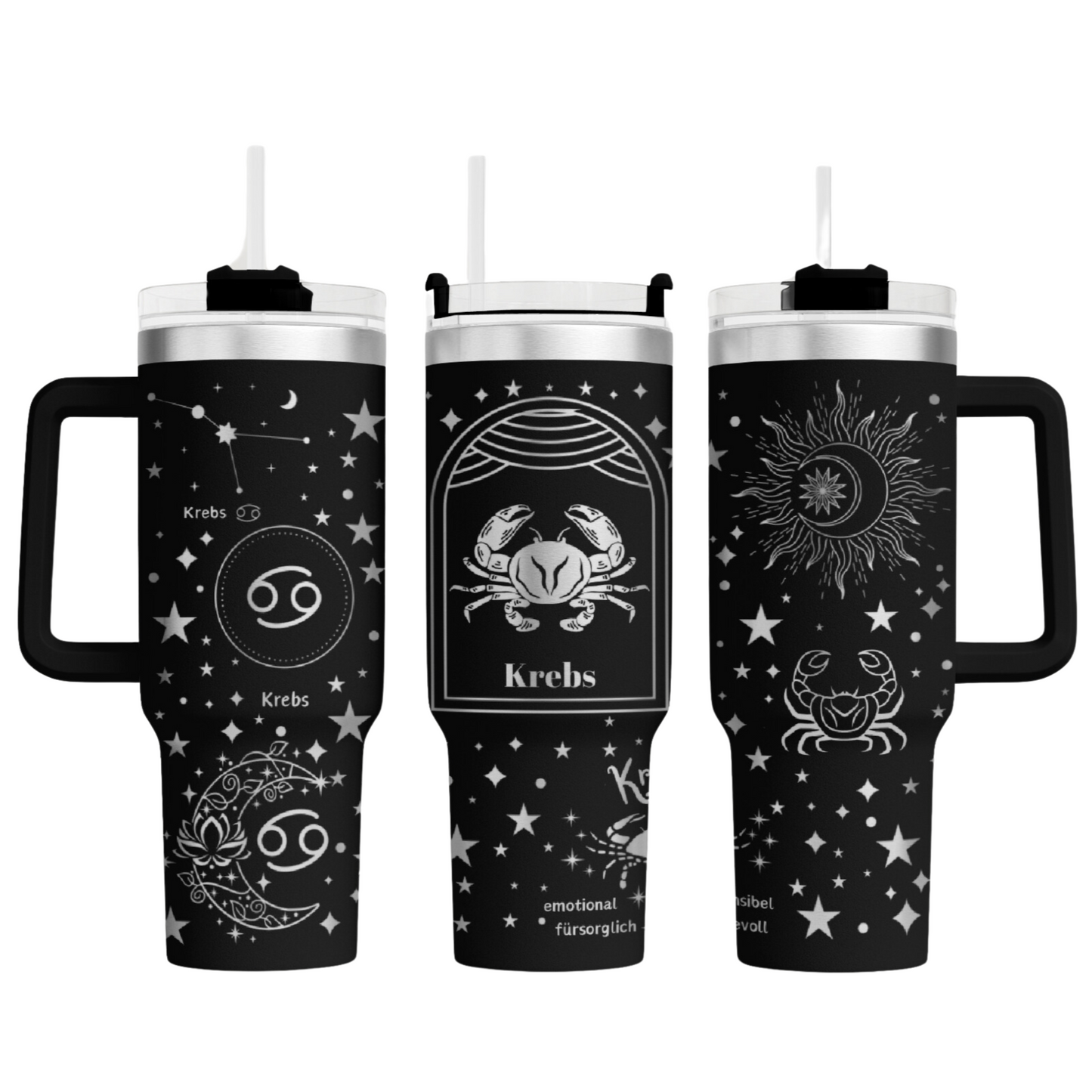 Tumbler mit Henkel "Sternzeichen Krebs"