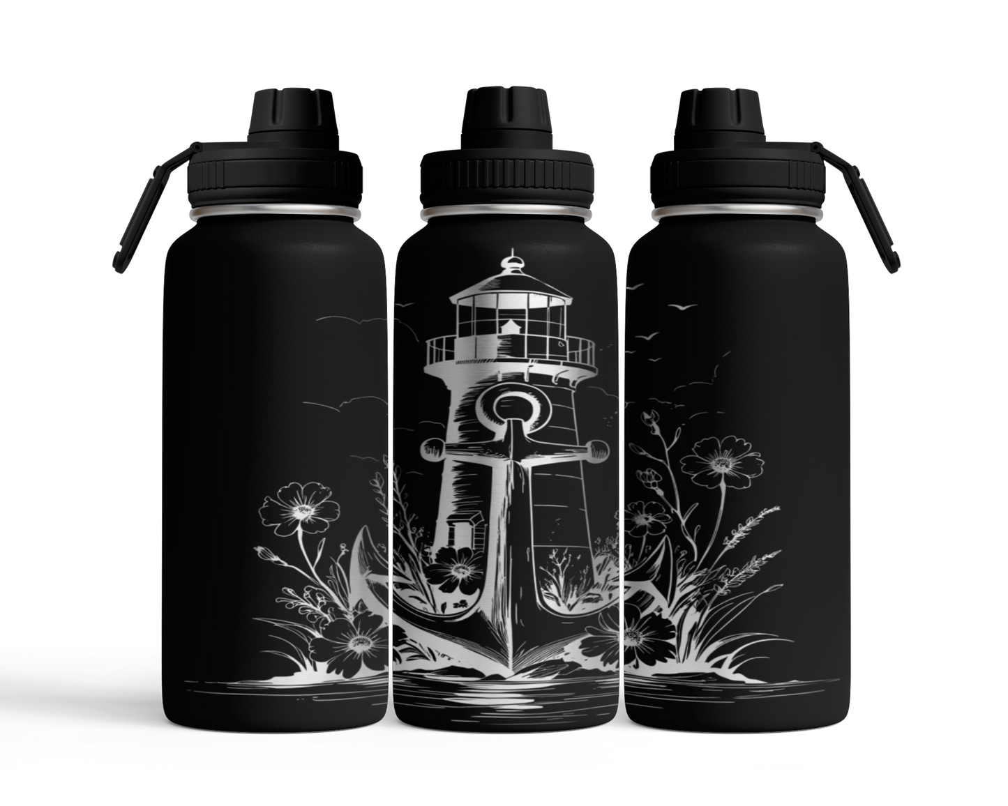Tumbler mit Schraubverschluss (950ml) "Anker mit Leuchtturm"