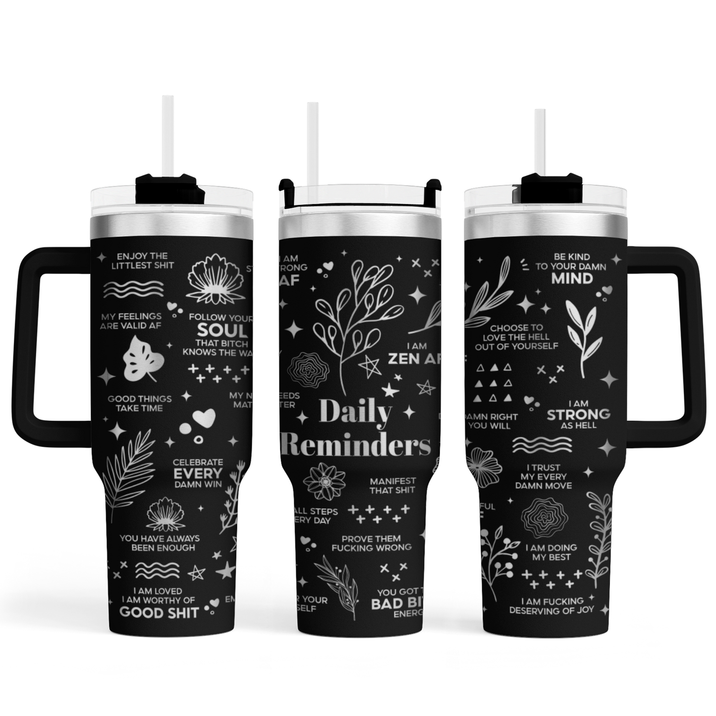 Tumbler mit Henkel "Daily Reminders"