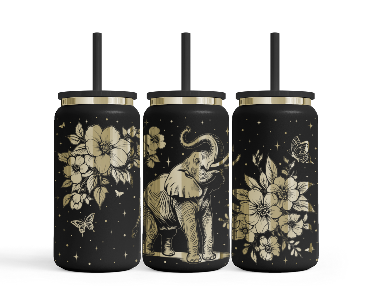 Tumbler mit Strohhalm "Elefant"