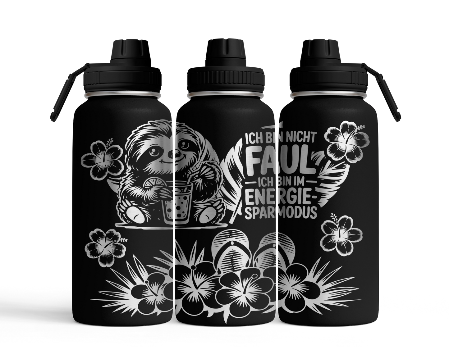 Tumbler mit Schraubverschluss (950ml) "Faultier Energie"