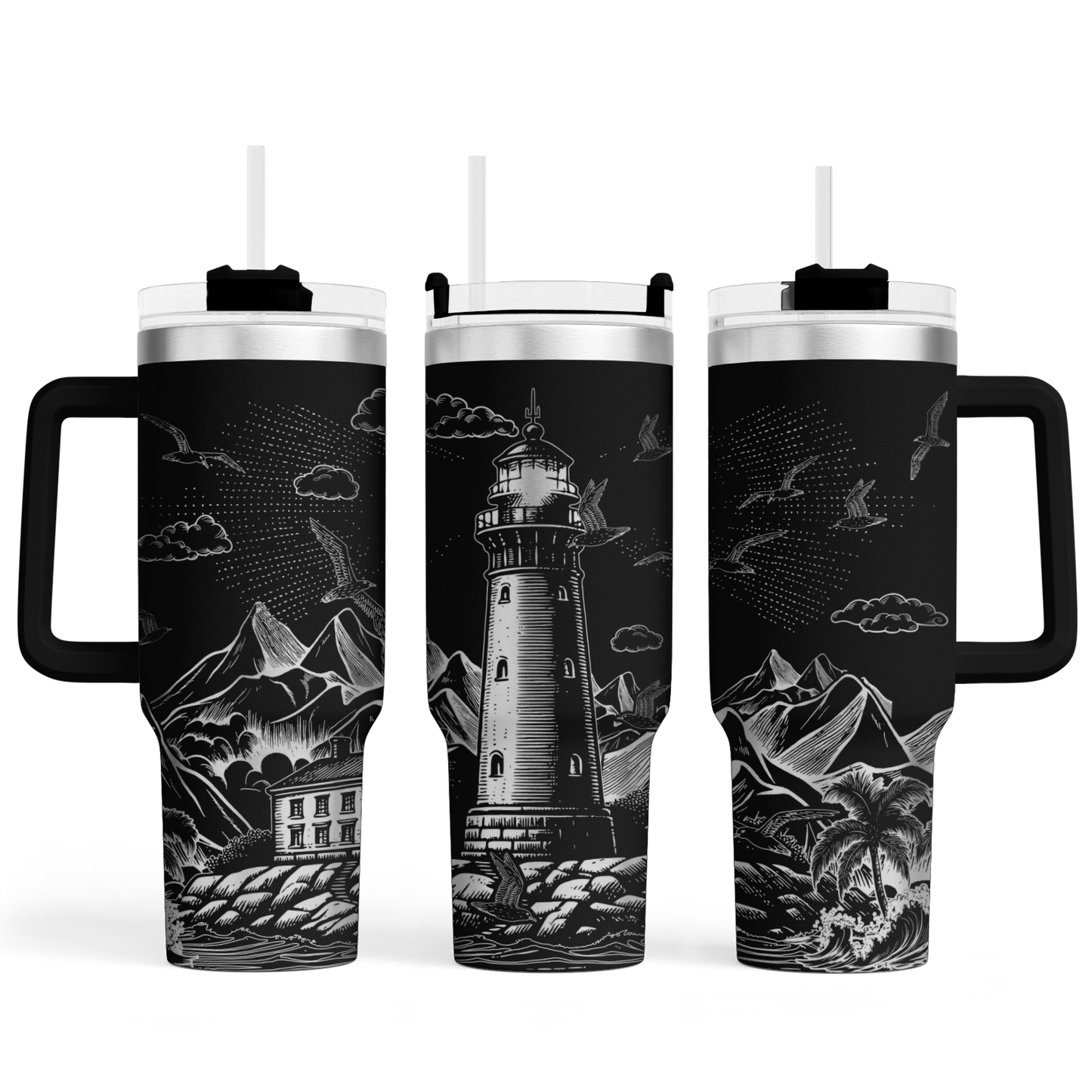 Tumbler mit Henkel "Leuchtturm"