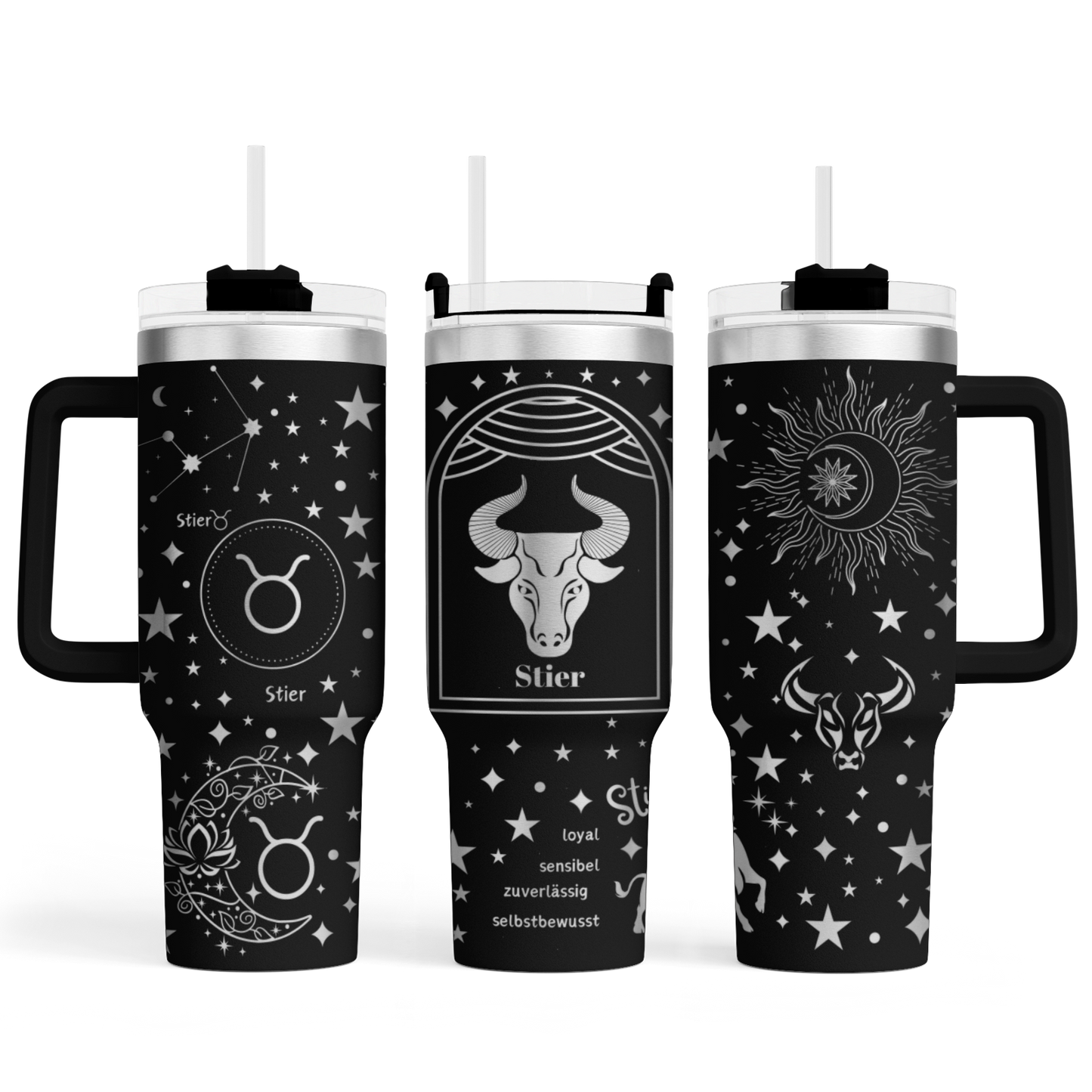 Tumbler mit Henkel "Sternzeichen Stier"