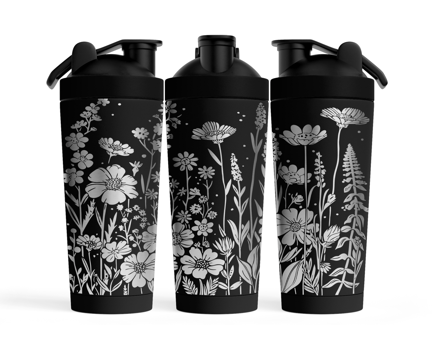 Fitness Shaker mit Gravur "Wildblumen"
