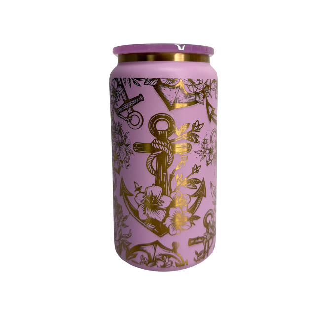 16 OZ Laser Becher "Anker rosa" - Emmilous