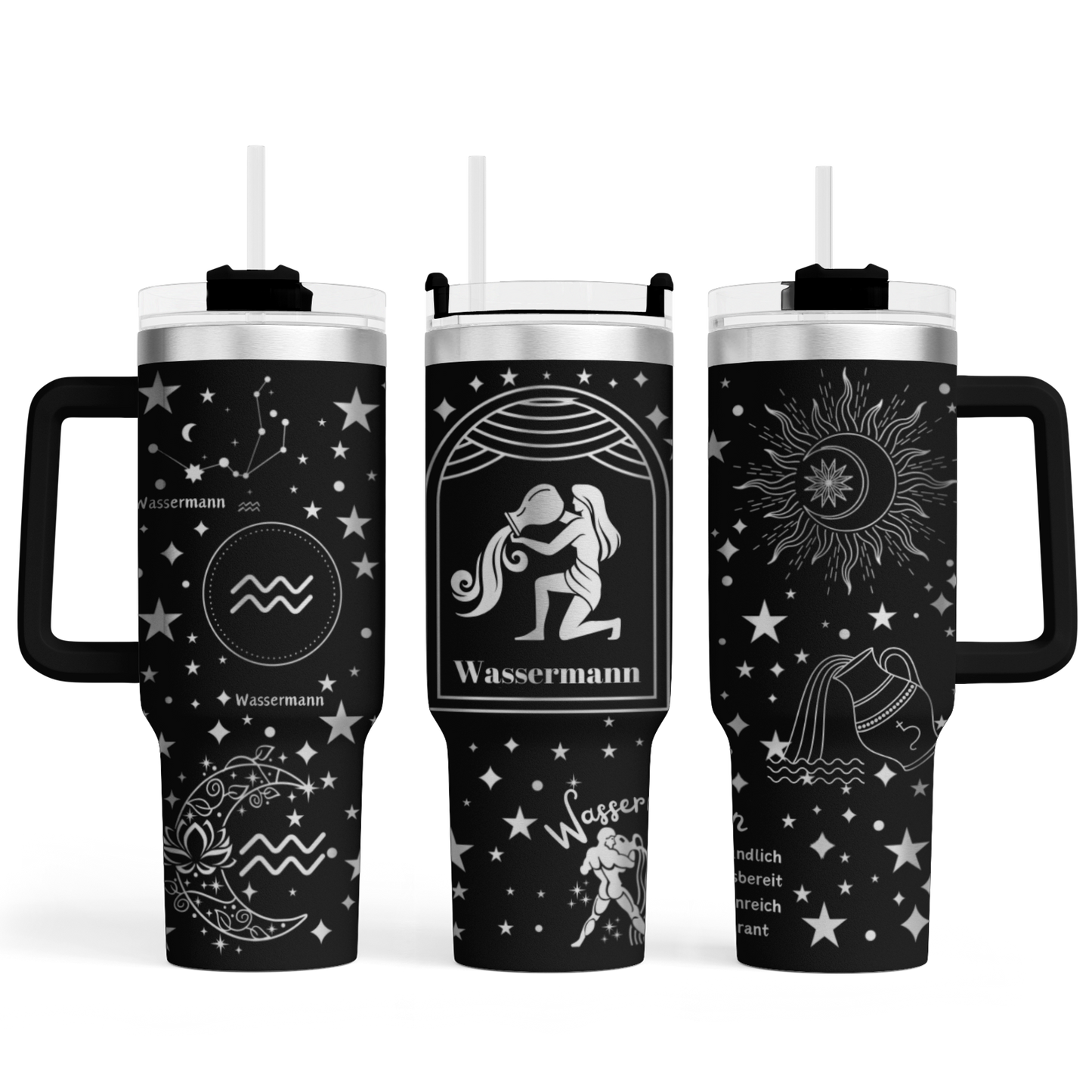 Tumbler mit Henkel "Sternzeichen Wassermann"
