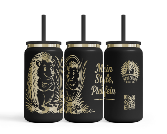 Tumbler mit Strohhalm (473 ml) "Igel für Rheinhessen Hedgehogs"