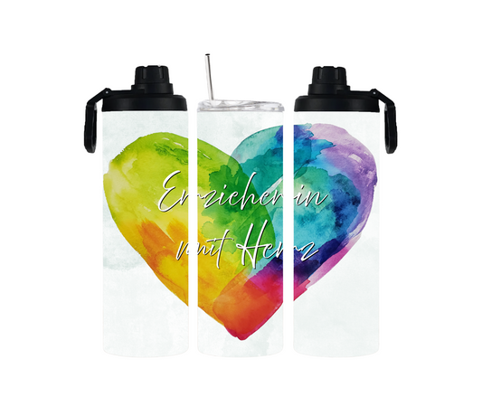Tumbler mit Schraubverschluss "Erzieherin mit Herz"