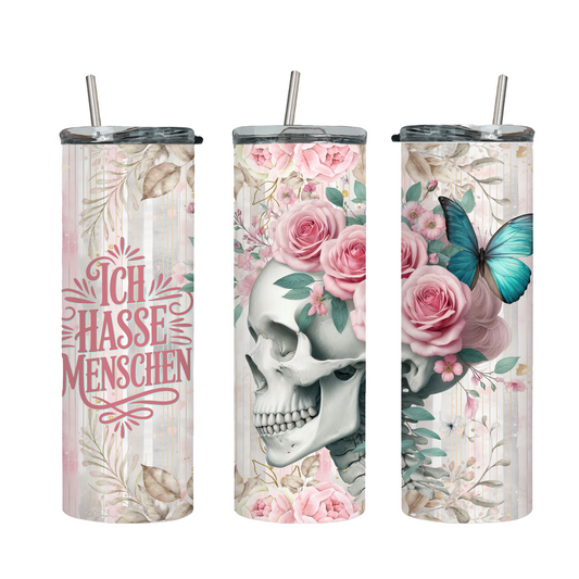 Tumbler mit Steckdeckel "Skull - Ich hasse Menschen"