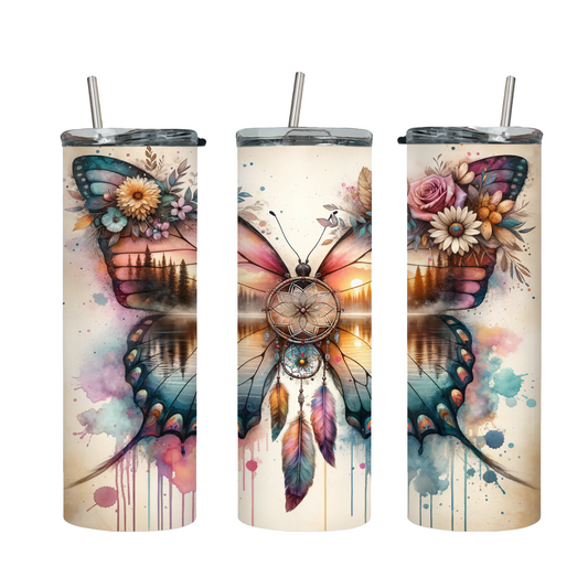 Tumbler mit Steckdeckel "Boho-Butterfly"