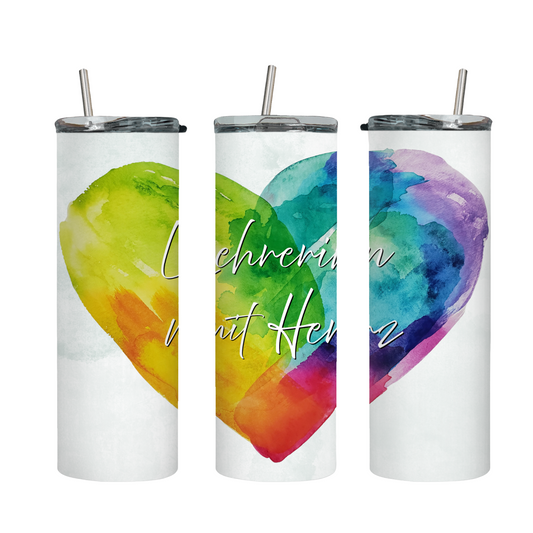 Tumbler mit Steckdeckel "Lehrerin mit Herz"