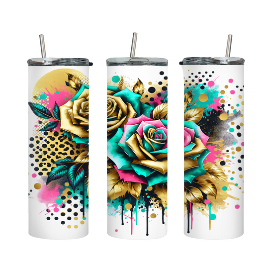 Tumbler mit Steckdeckel "Roses"