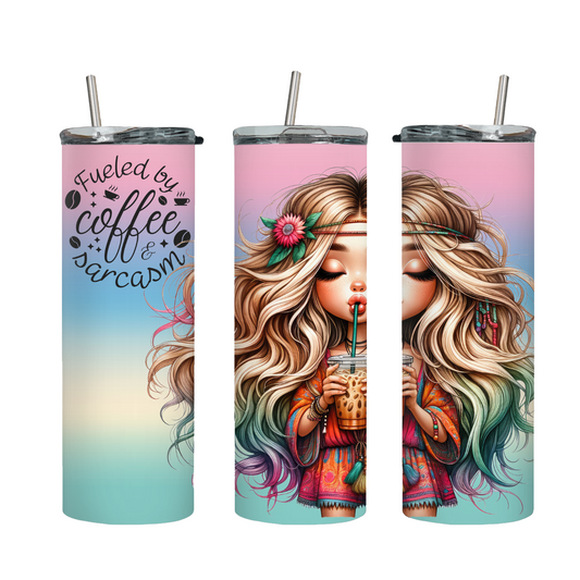 Tumbler mit Steckdeckel "Coffee and Sarcasm" - Emmilous