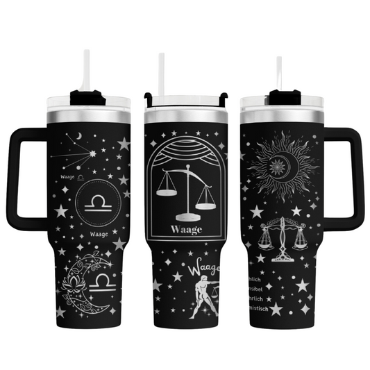 Tumbler mit Henkel "Sternzeichen Waage"
