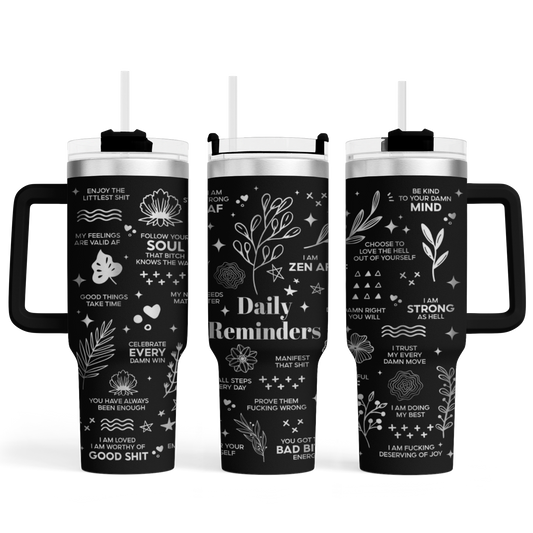 Tumbler mit Henkel "Daily Reminders"