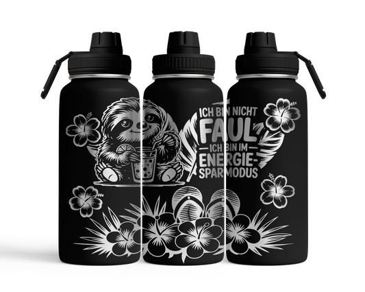 Tumbler mit Schraubverschluss (950ml) "Faultier Energie"