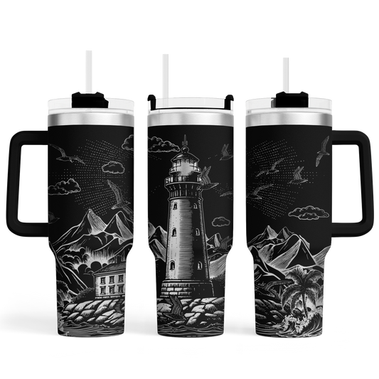 Tumbler mit Henkel "Leuchtturm"