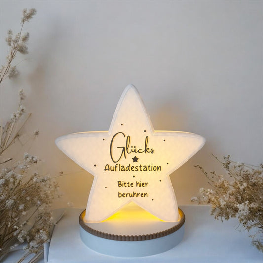Leuchtstern „Glücksaufladestation“ – stimmungsvolles Licht für besondere Momente