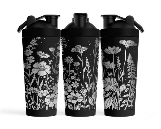 Fitness Shaker mit Gravur "Wildblumen"