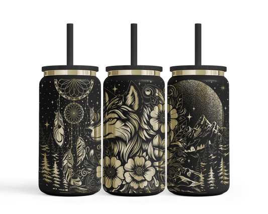 Tumbler mit Strohhalm "Wolf"
